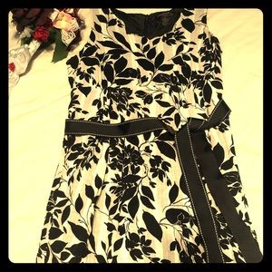 Woman’s black & white flower print dress